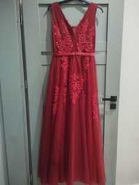 Maxi długa suknia tiulowa wieczorowa balowa ślubna czerwień