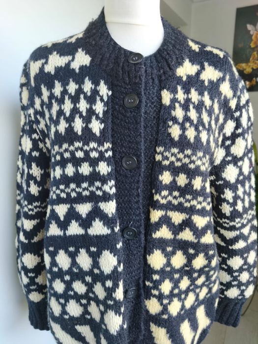 Handmade wełniany kardigan / sweter robiony na drutach