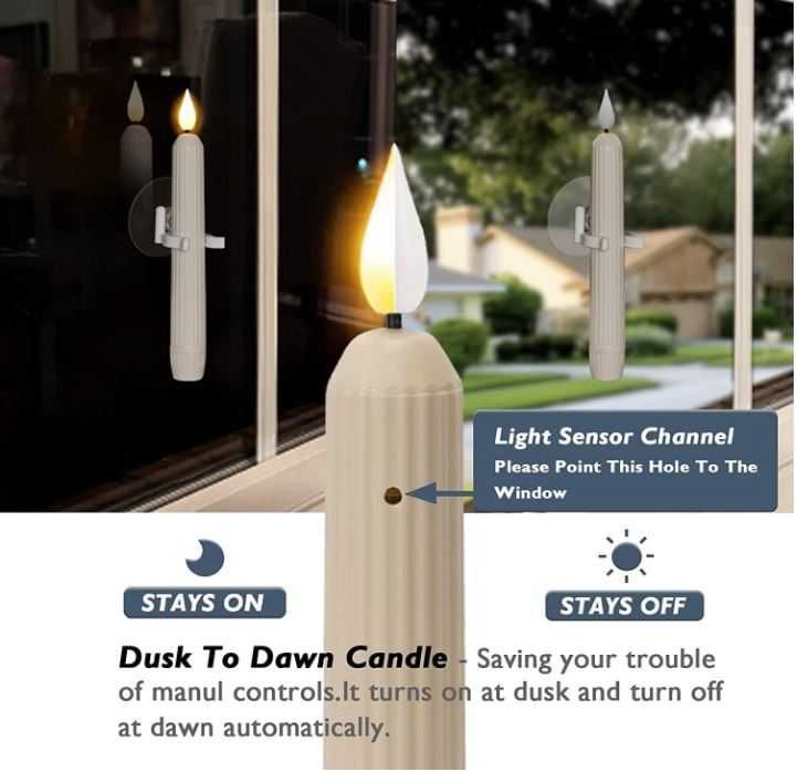 Homemory 6x świeca LED z czujnikiem Zmierzchu na Szybę