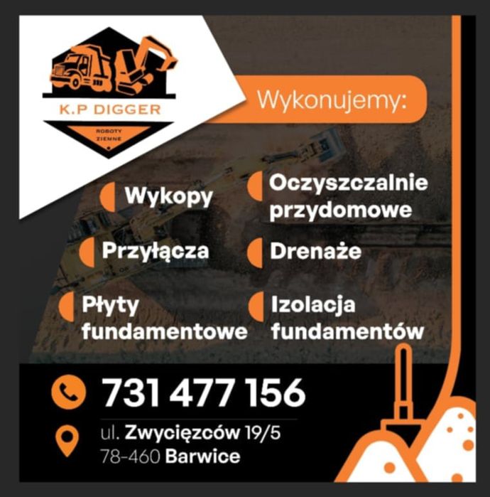 Roboty ziemne, przyłącza wod-kan, oczyszczalnie, szamba