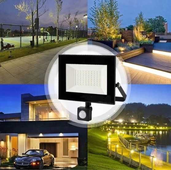 Lampa LED Halogenowa Naświetlacz 20W Duża Moc Czujnik Ruchu Reflektor
