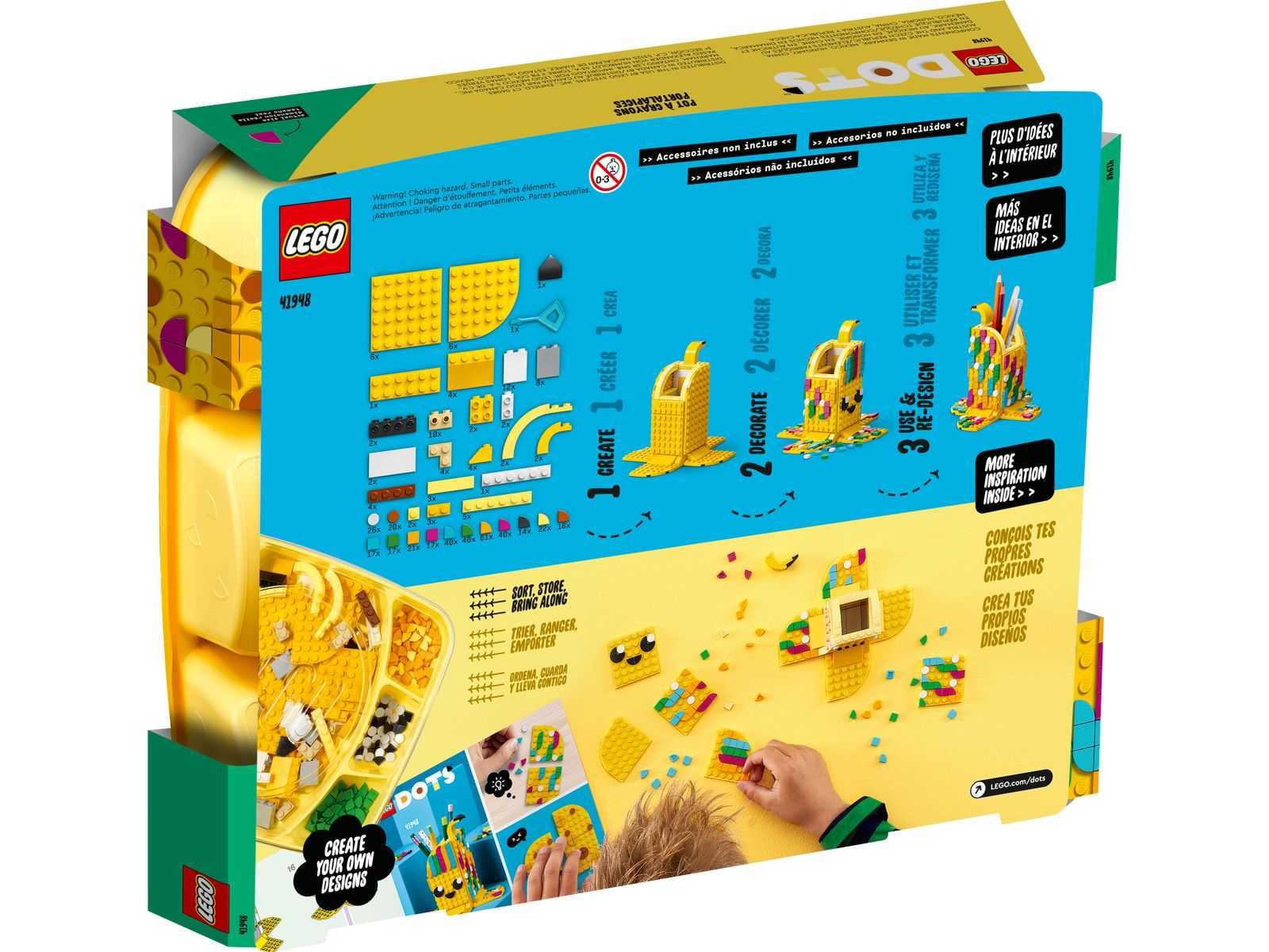LEGO DOTS 41948 Uroczy banan — pojemnik na długopisy - 438 elementów