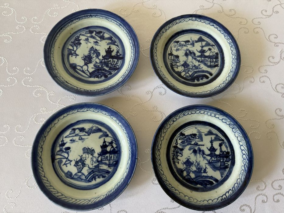 Antyczne Talerze Porcelanowe Unikatowe XVIII Wiek Dynastia Qing 4szt