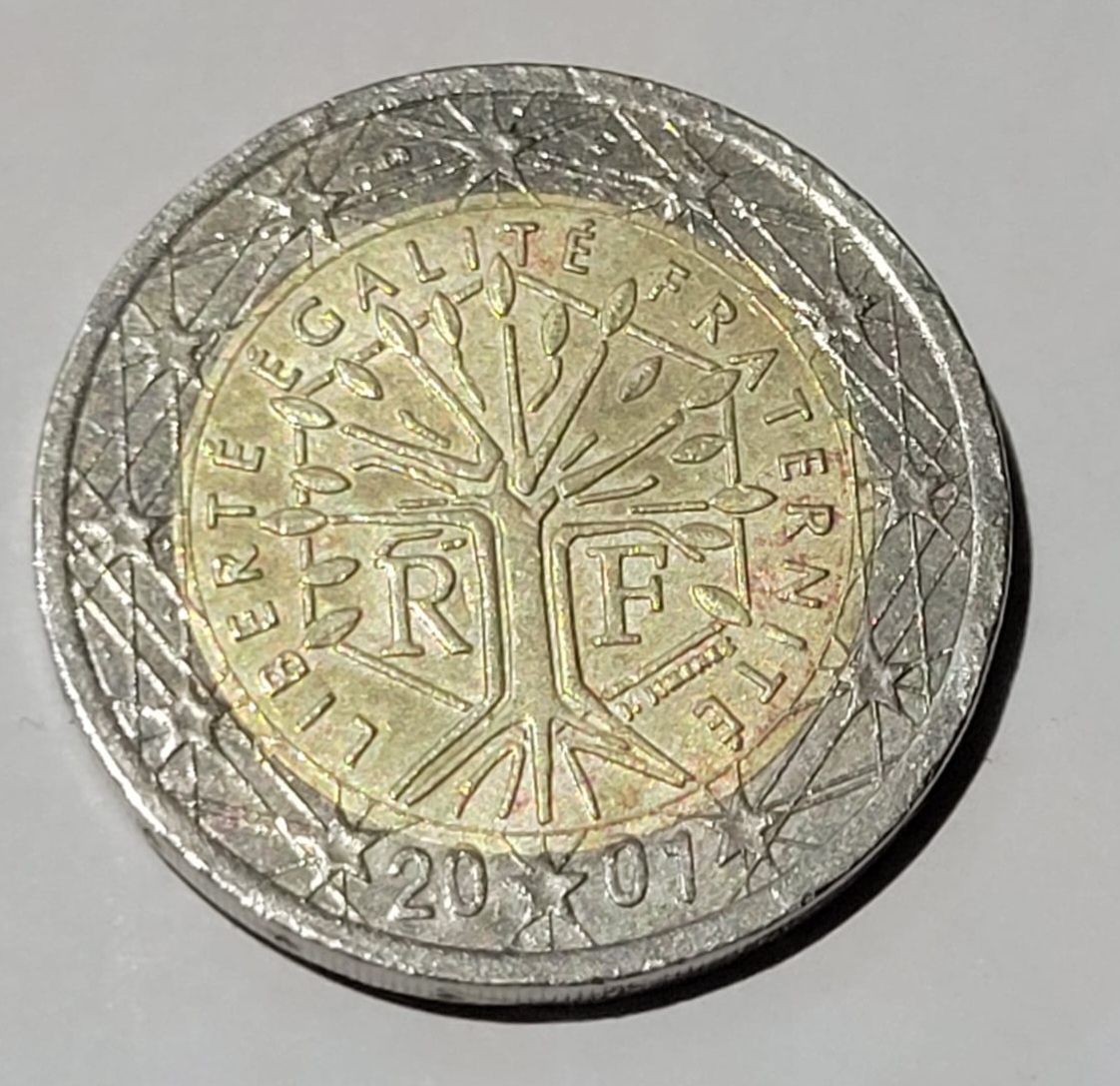 Moeda 2€ França 2001 com erro de cunhagem.