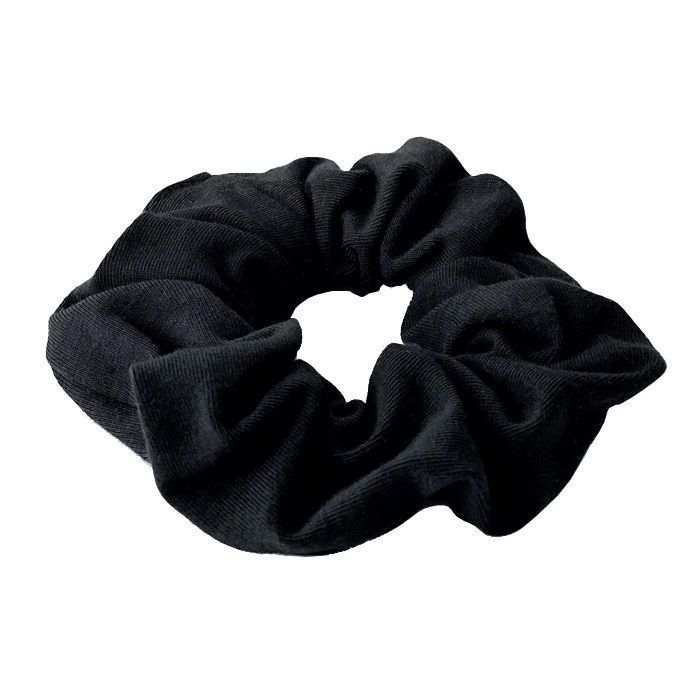 Gumka do włosów typu Scrunchie uszyta z gładkiej bawełny Anwen Czarna