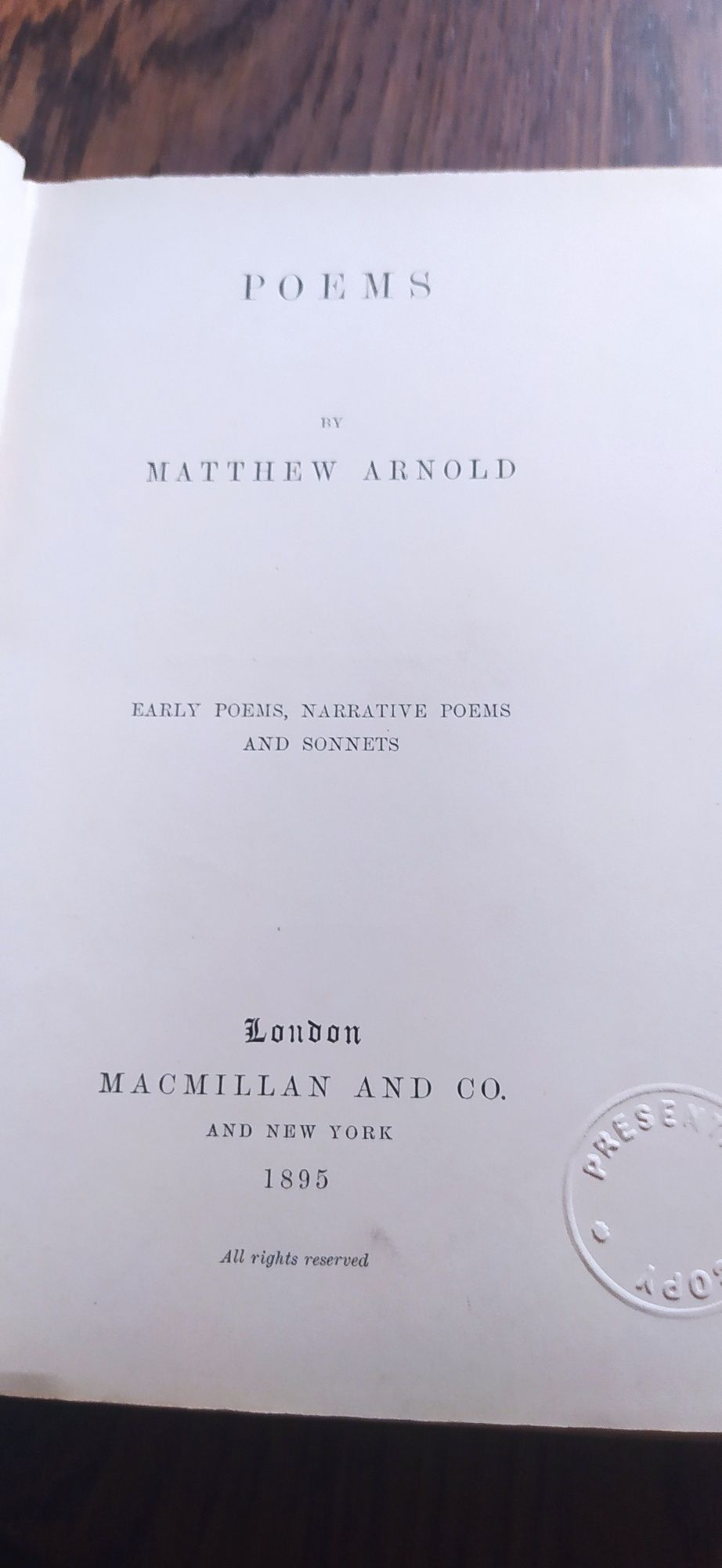 Early Poems, Narrative Poems, And Sonnets Matthew Arnold