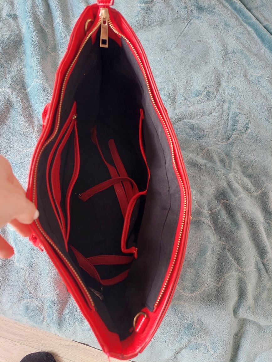 Duża torebka Mohito maxi shopper czerwona eko skora