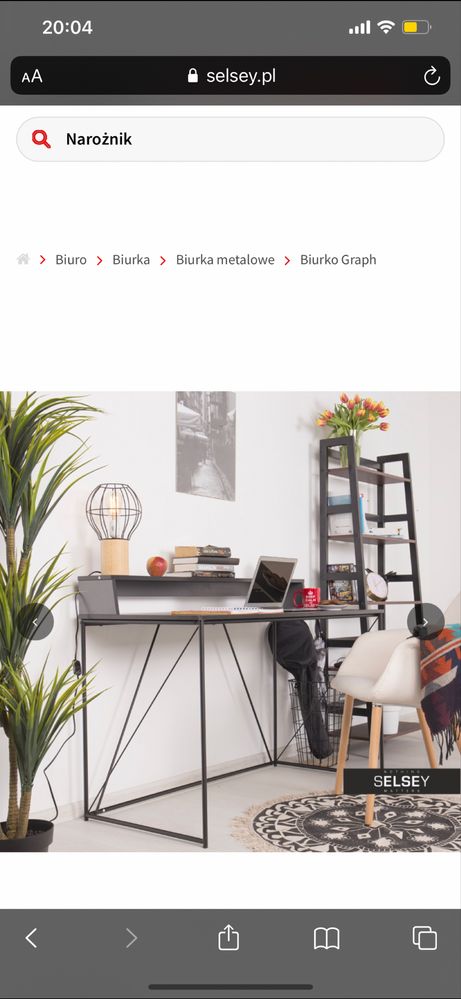 Biurko grafitowe szaro czarne loft