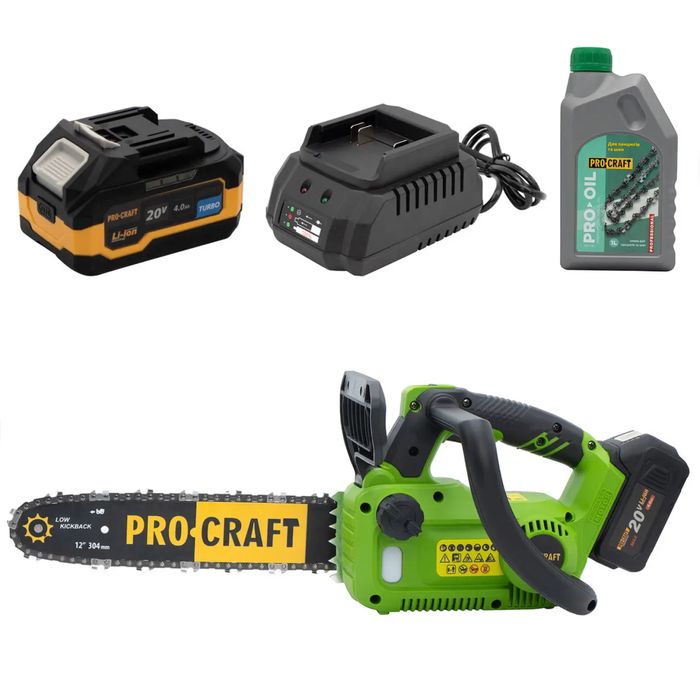 Акумуляторна ланцюгова пилка Procraft PKA42Li+1акб 4Ач Turbo+ЗП+Ол.лан