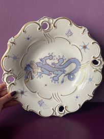 Duży ceramiczny talerz, półmisek z motywem smoka Weimar