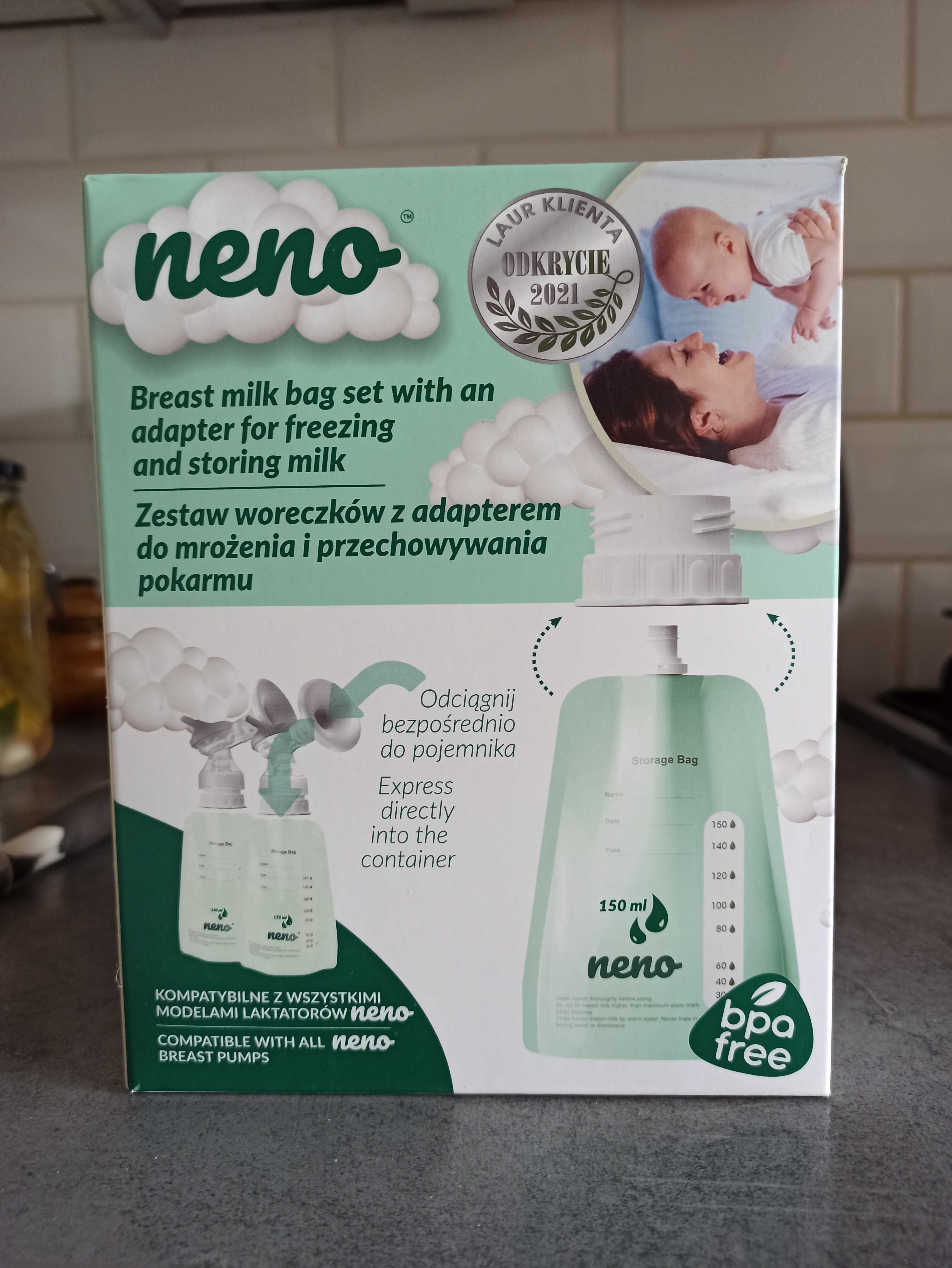 NENO woreczki do mrożenia pokarmu 150 ml (20 szt + 5 szt.)+ adapter