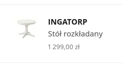 NOWY stół rozkładany Ingatorp Ikea 90x90, 90x125