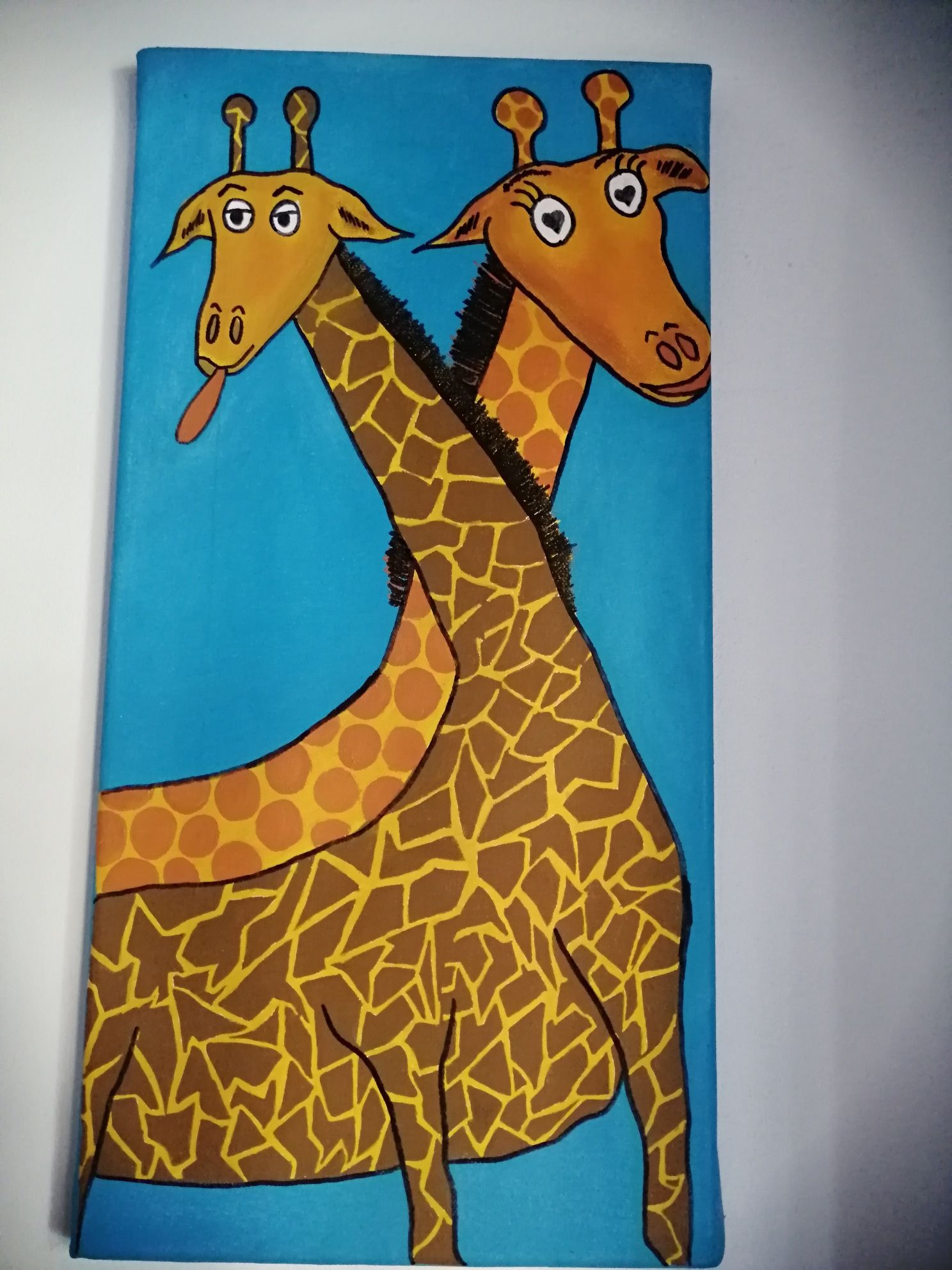 Quadro Girafas pintado à mão