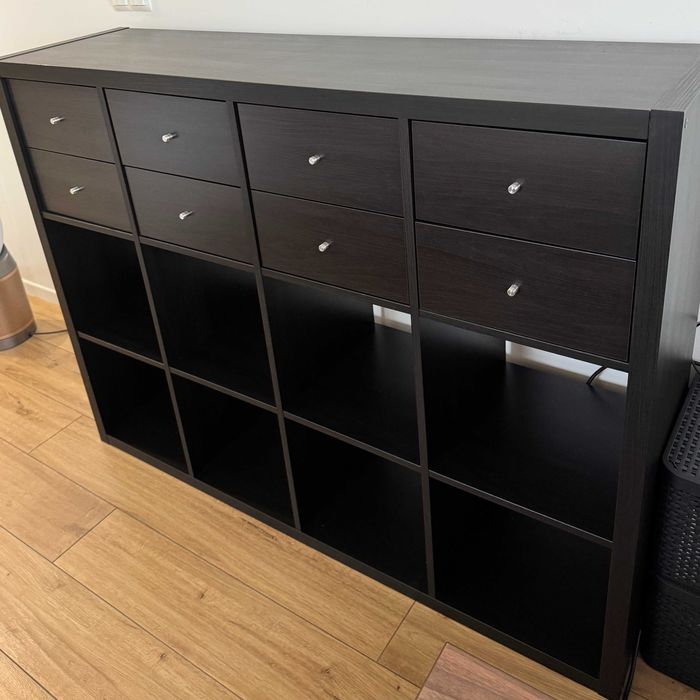 Regał Kallax Ikea Czarnybrąz z szufladami