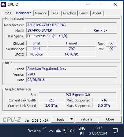 Intel i7 4790k | MB Asus Z97-Pro Gamer | 16GB DDR3 1866mhz