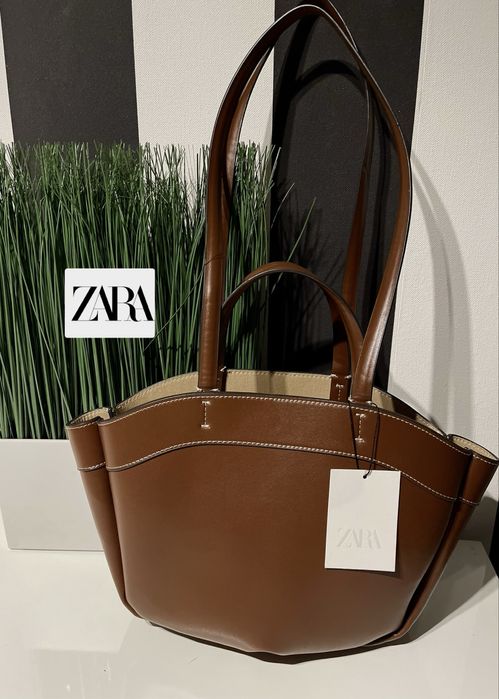 Torebka shopper Zara viral nowa z metką brązowa