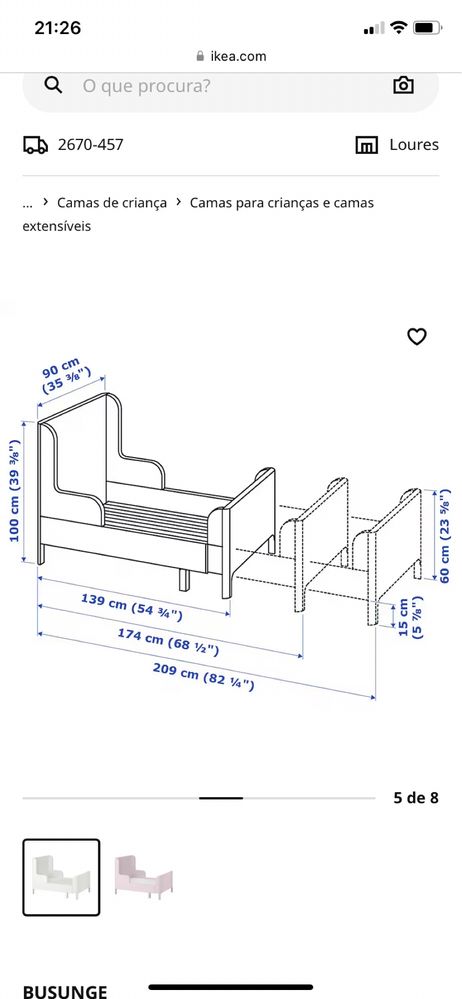 Cama criança extensível 80x200