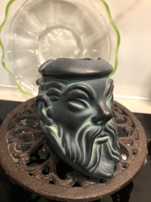 cinzeiro antigo de vidro verde