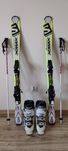 Narty 130cm, buty narciarskie rozm. 24, kije narciarskie 105cm