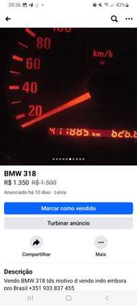 Vendo BMW 318 pq vou embora