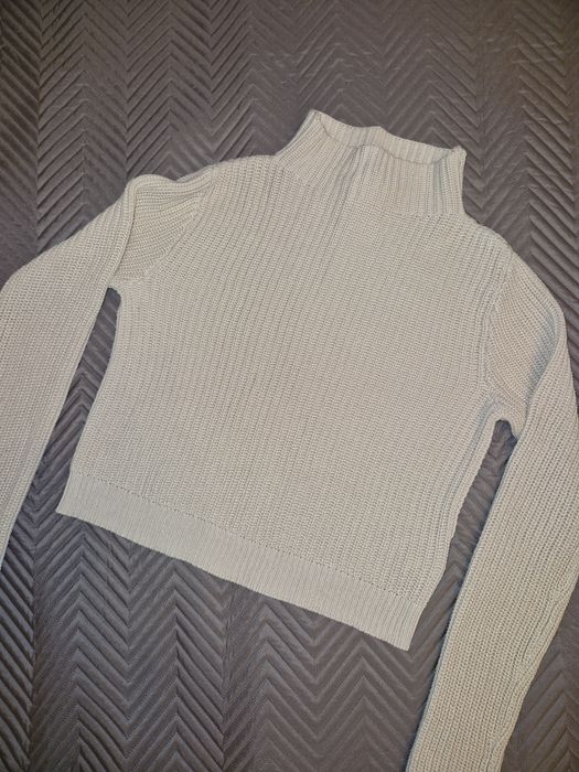 Monki XS 34 krótki sweter z półgolfem bawełna akryl