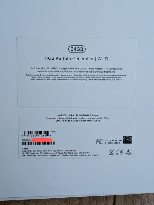 Apple Ipad Air 5 M1 (2022) 64Gb Purple Neverlock + Apple Pencil  (USB