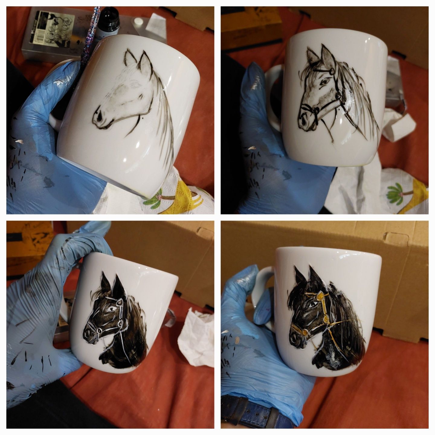 Kubek ręcznie malowany z koniem
