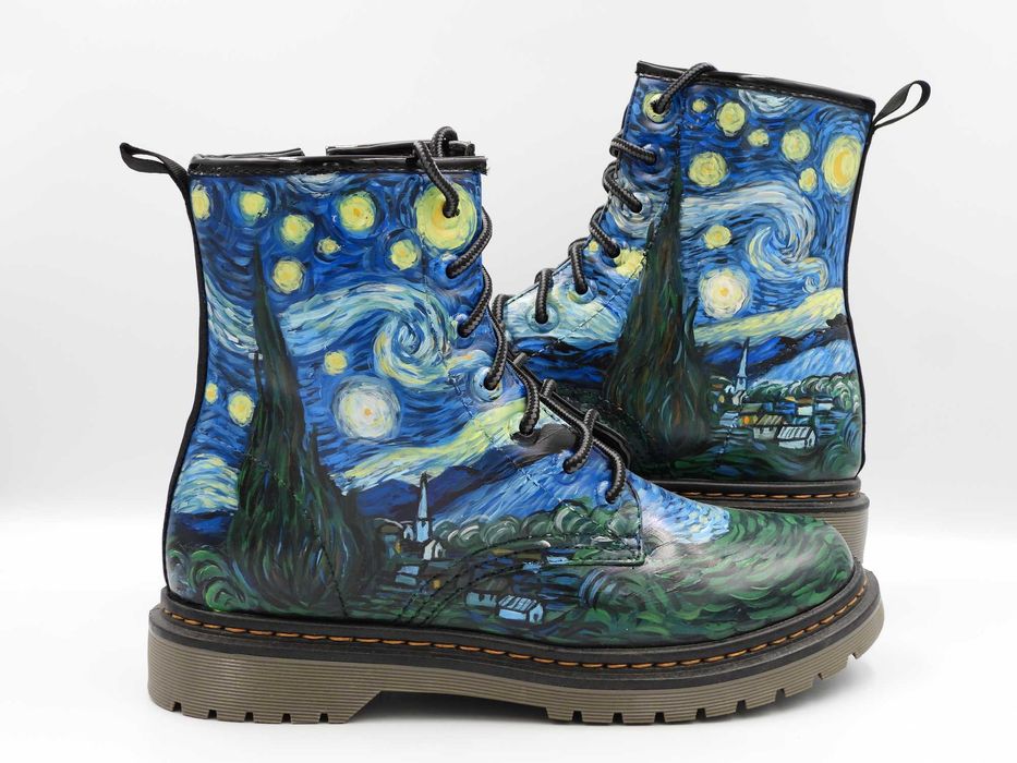 Workery damskie ręcznie malowane - NOC GWIEŹDZISTA