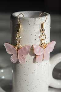 Kolczyki motylki różowa perła