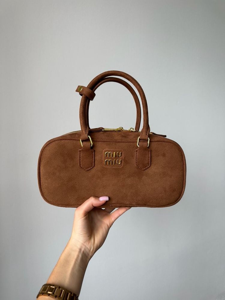 Сумка Miu Miu Arcadie текстильна | коричнева | золота фурнітура