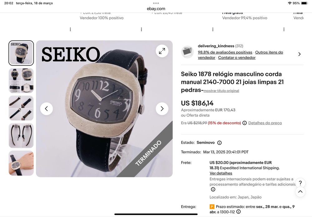 Raro relógio Seiko 2140