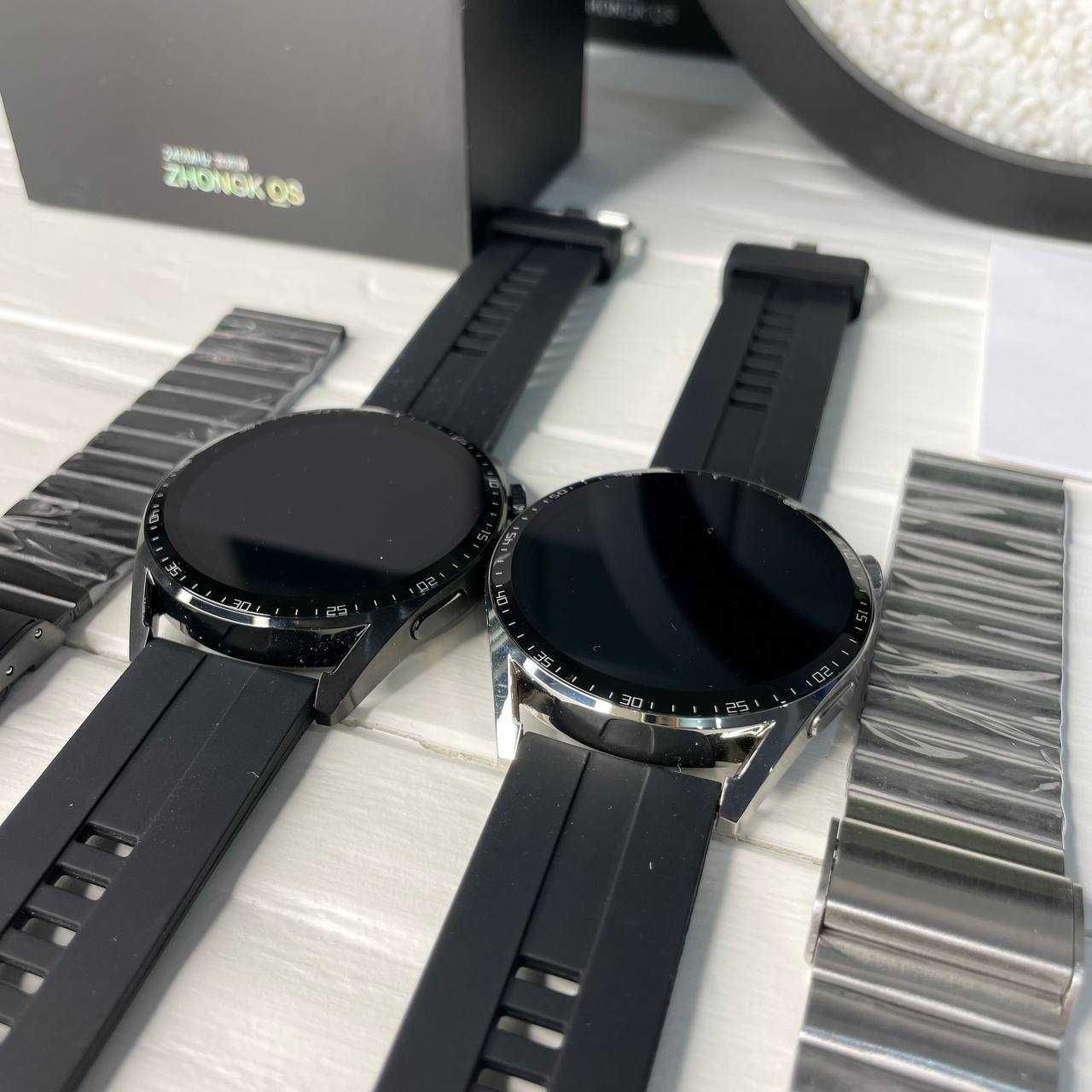 Smart Watch GT4 Max silver круглий корпус 2-х ядерний два ремінця