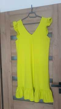 Sukienka seledynowa neon limonka Reserved L