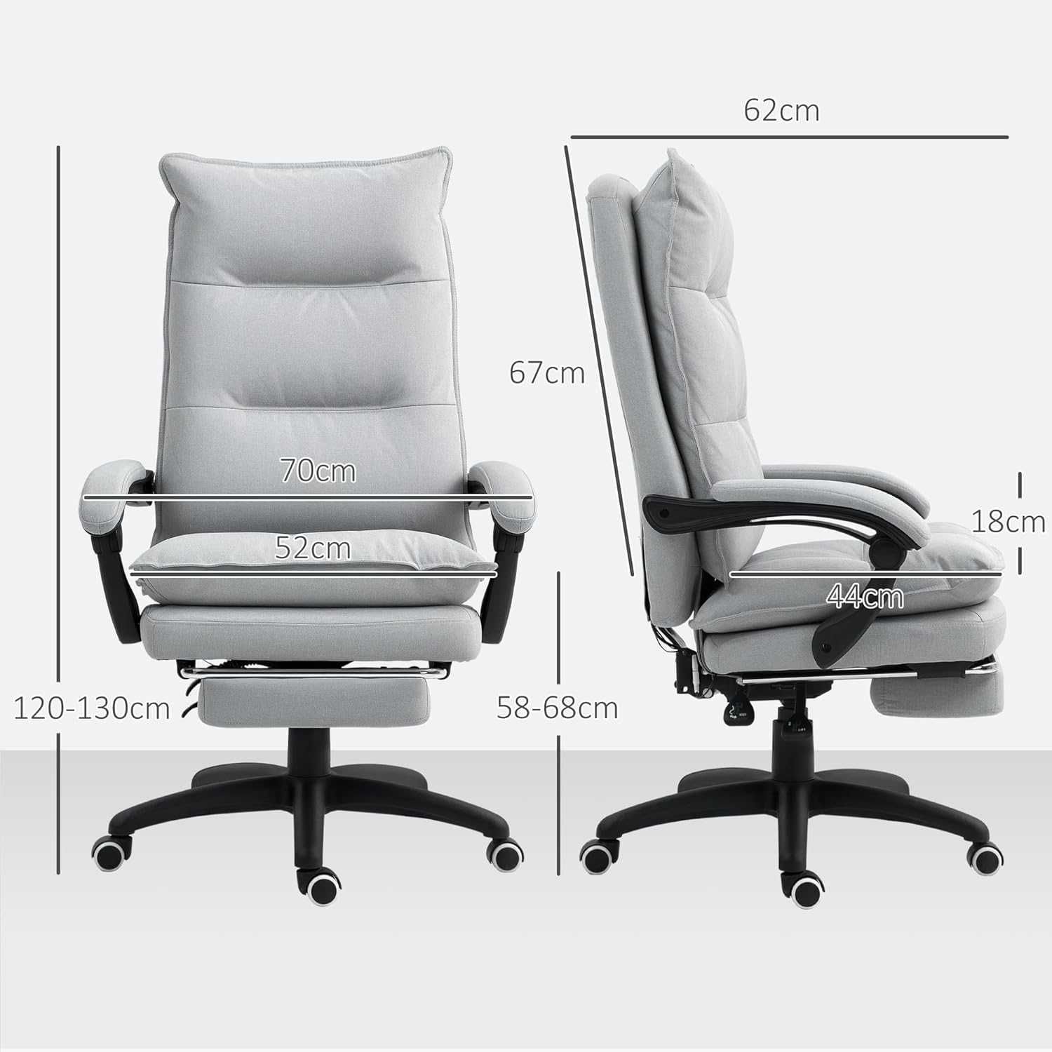 Fotel biurowy z funkcją masażu Vinsetto, nylon, jasnoszary HOMCOM