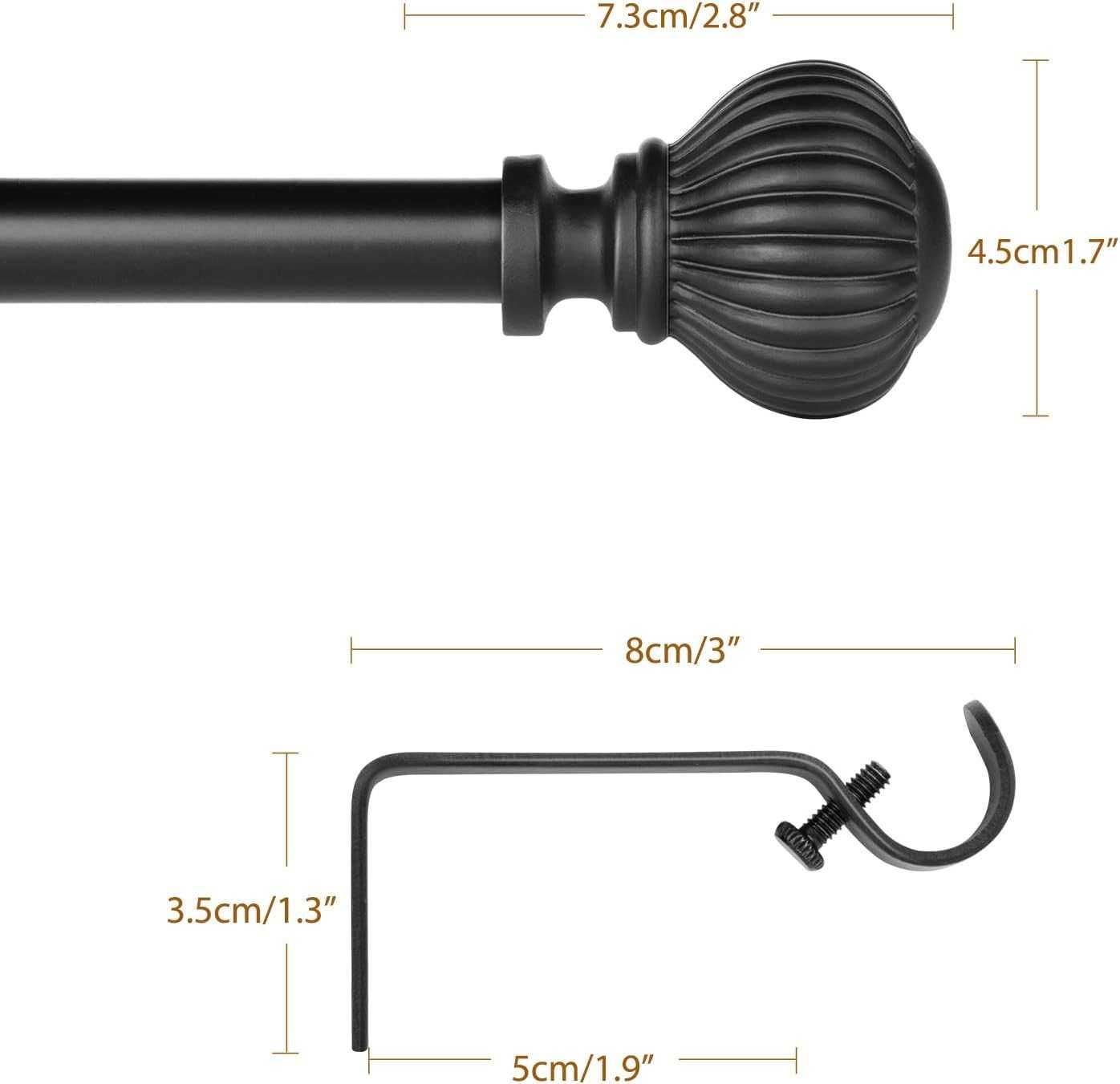 SZXIMU Karnisz Wysuwany 122-218 cm, Czarny