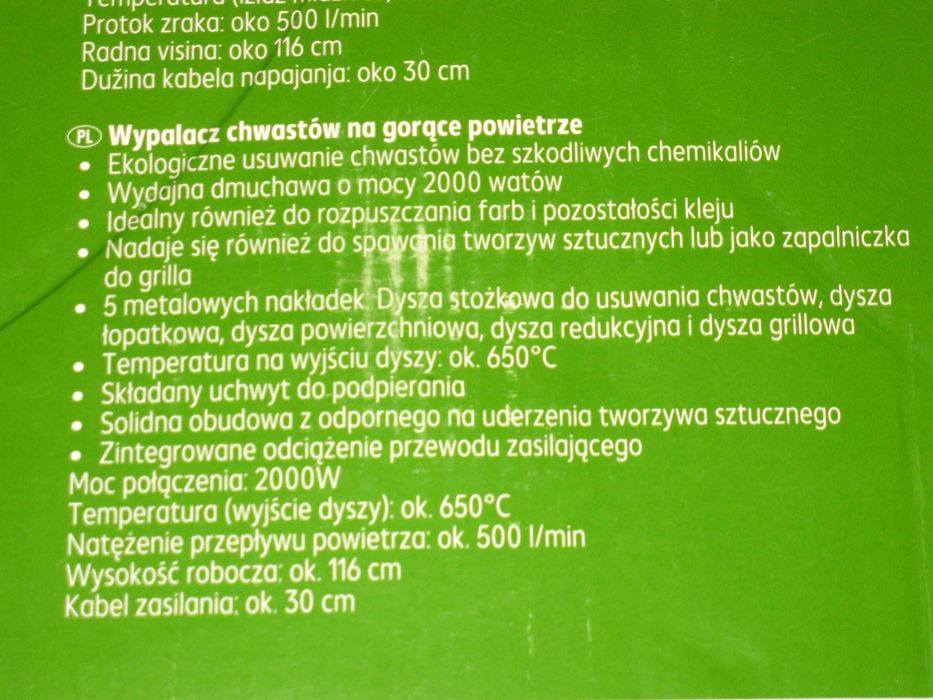 wypalacz chwastów na gorące powietrze Countryside 2000W