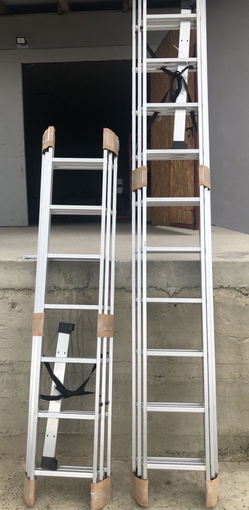 Лестница алюминиевая Драбина 3-сецій универсальная раскладная