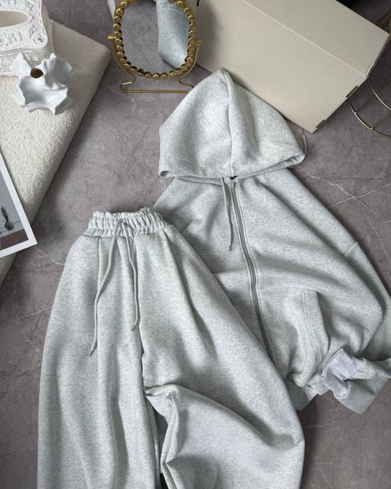 Жіночий обьемний спортивний костюм (Худі-зіп + Штани)