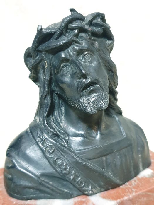 Lindo antigo busto de Cristo francês "Ecce Homo"