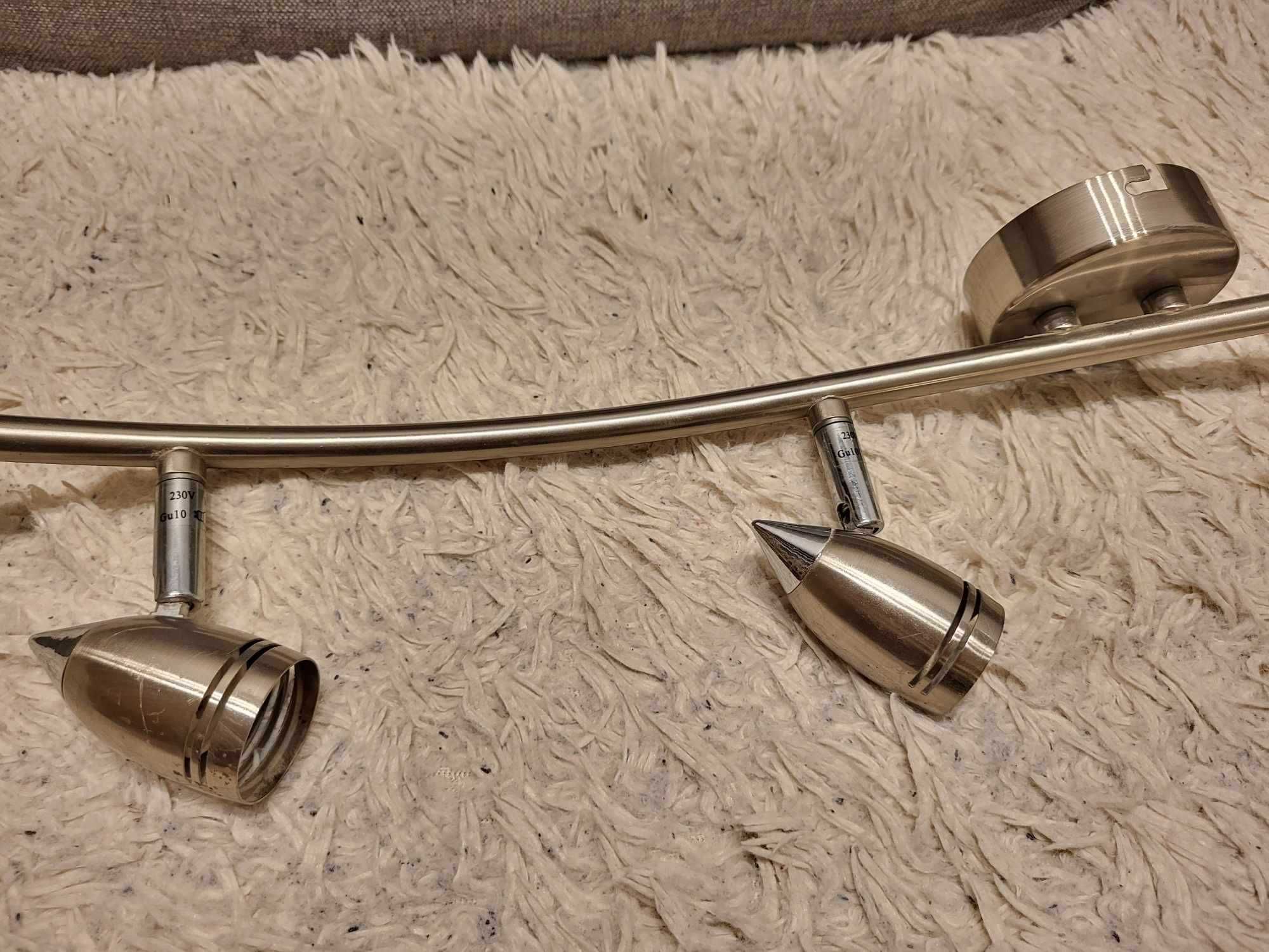 lampa wisząca listwa 4 reflektorki srebrna