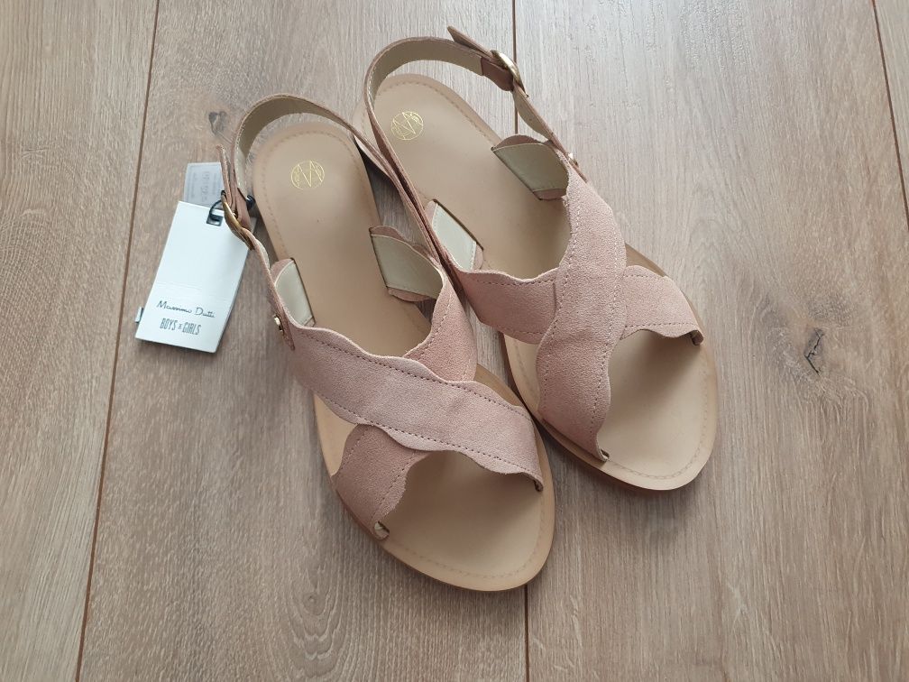 Sandały Massimo Dutti 36 skóra pudrowy róż