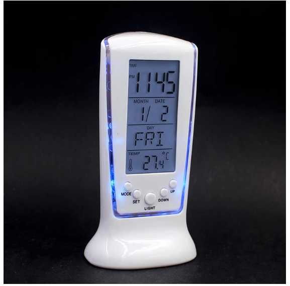 Часы термометр электронные настольные с подсветкой