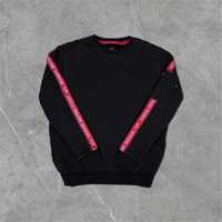 Bluza crewneck Męski Alpha Industries czarny bawełniany z lampasami