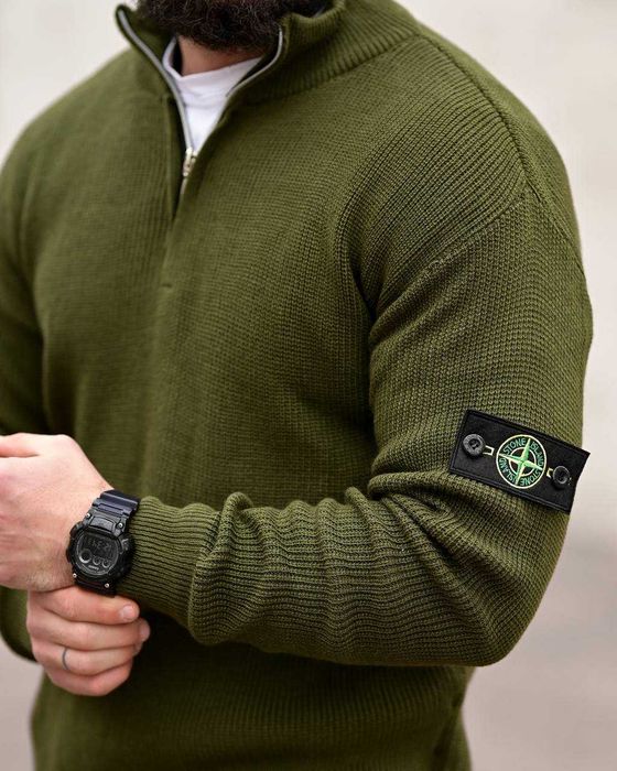 Кофта Стон Айленд Олива Кофта Stone Island Black Халф Зип