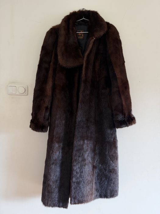 Długie prawdziwe FUTRO brąz