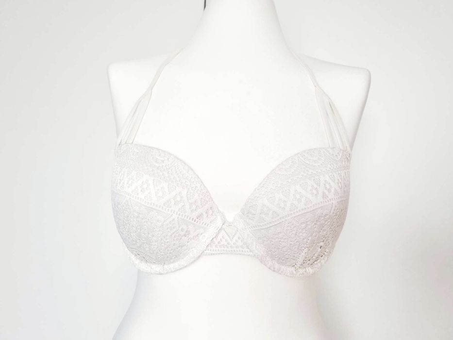 Strój kąpielowy kostium plażowy góra bikini 40 L biała wiązana lato