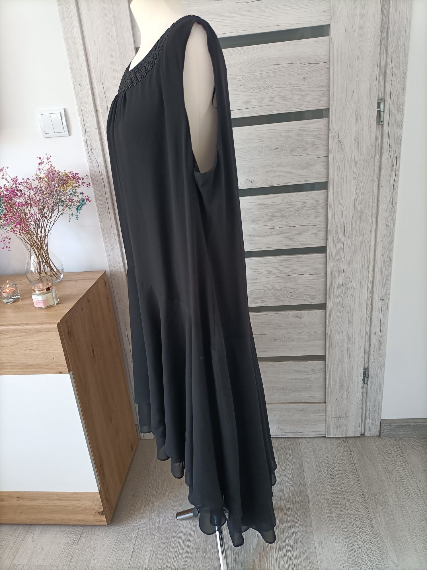 Midi długa sukienka czarna zwiewna długa elegancka na codzień 52 nowa