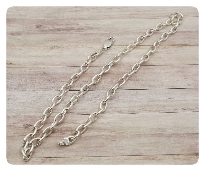 Srebrny 925 łańcuszek-ogniwka -praca ręczna