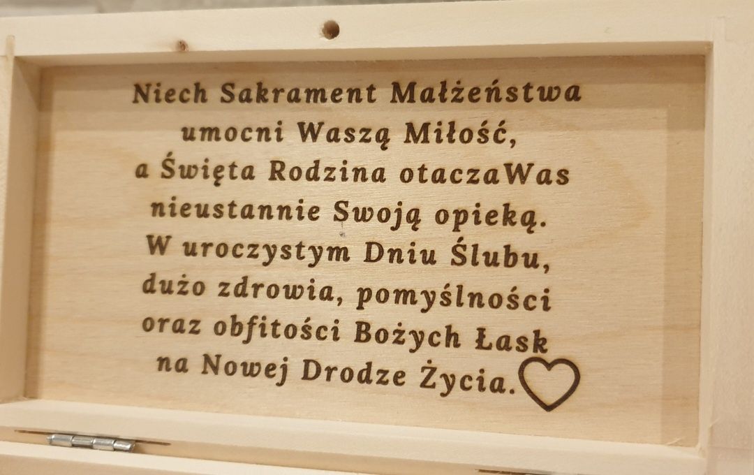 Drewniana koperta Pudełko na pieniądze Grawer ze zdjęcia Ślub
