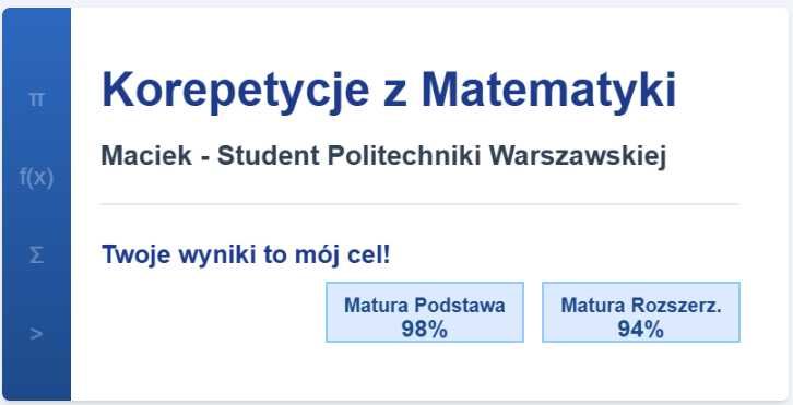 Korepetycje z Matematyki - Student Politechniki Warszawskiej